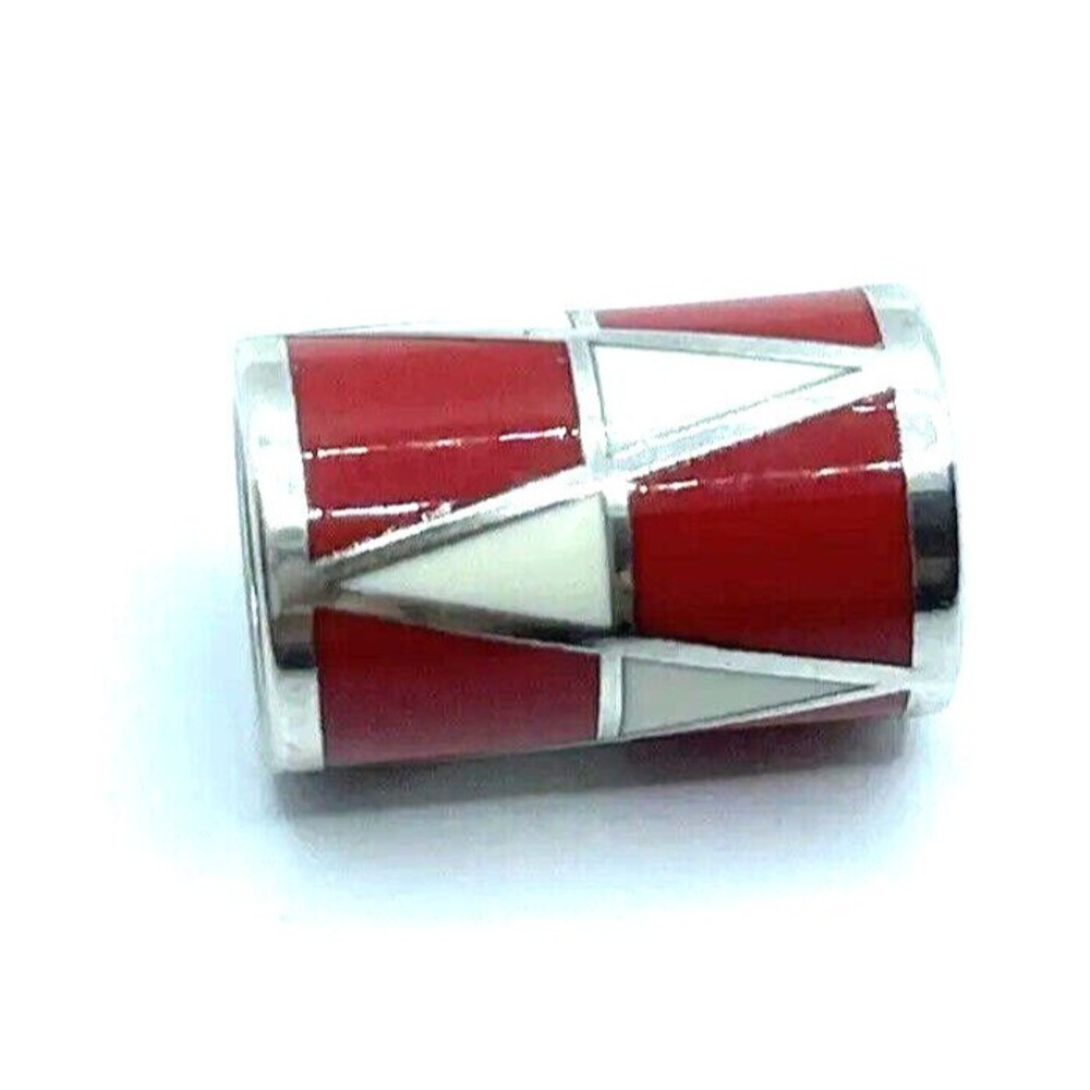 Brighton Zigzag White & Red Shape Triangle Patterns Silver Spacer Bead